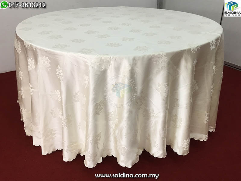 alas meja bulat damask